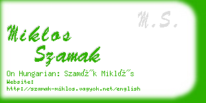 miklos szamak business card